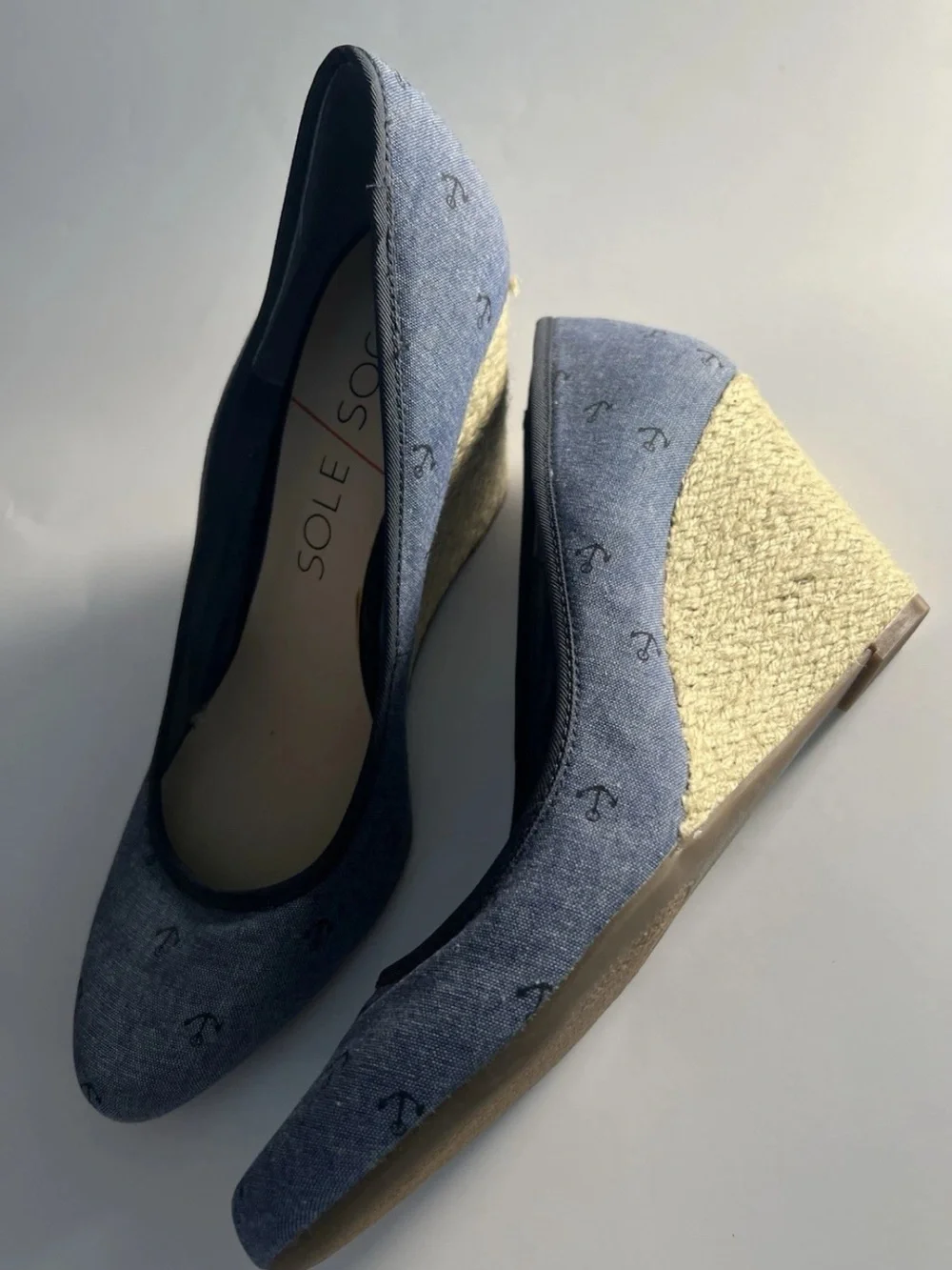 Sole Society Blue Anchor Wedge Pumps